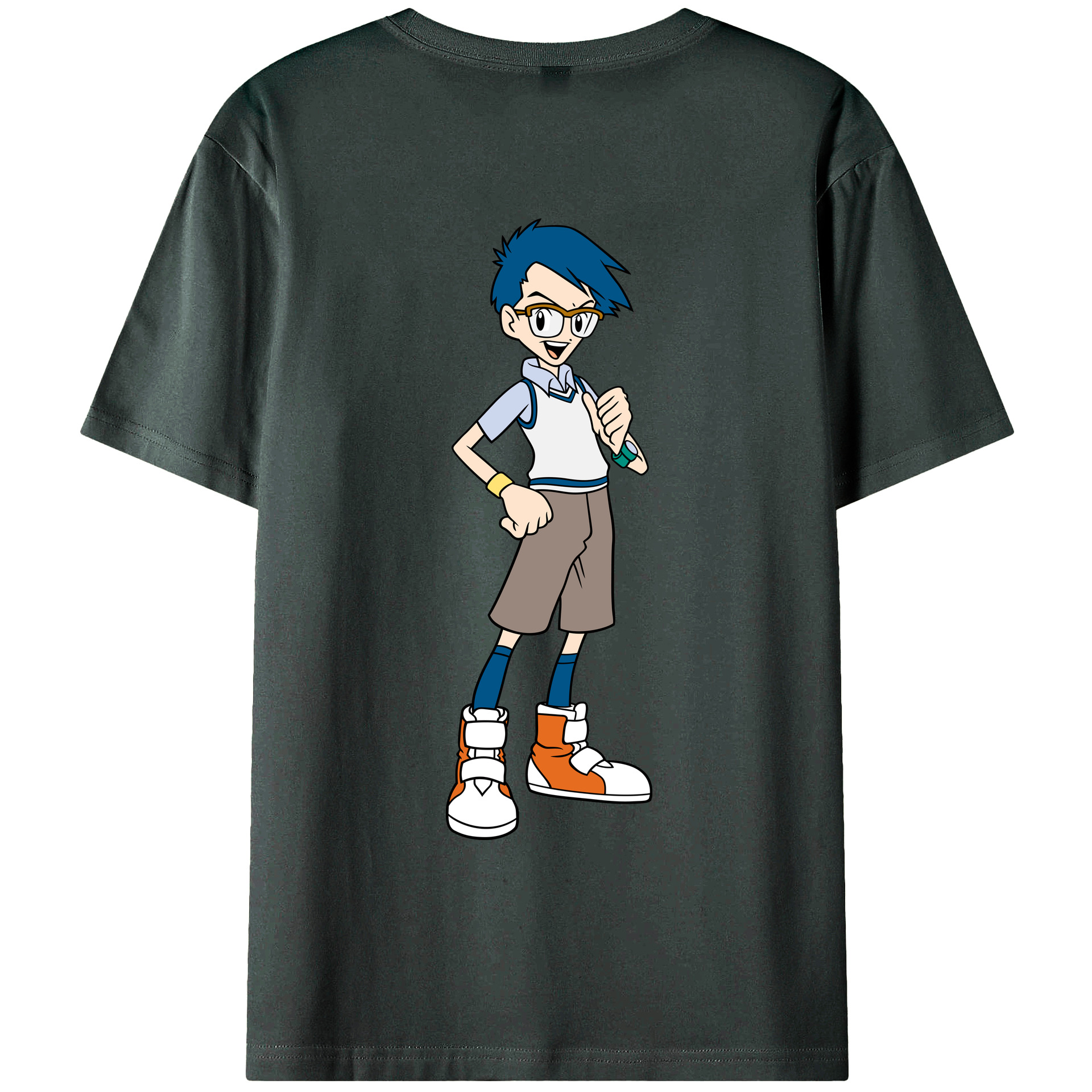 （画像用） Digimon デジタルモンスター/デジモン 綿100％ メンズ半袖Tシャツ（バックプリント） 通気性